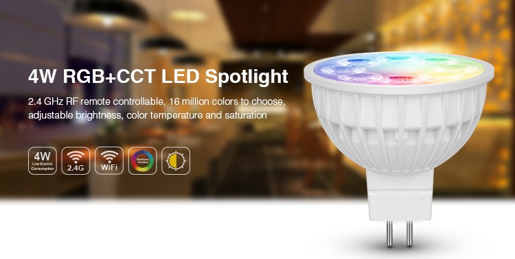 LED Žiarovka RGB farebná MR16/12v/4W/25° RBRGBCCTMR164